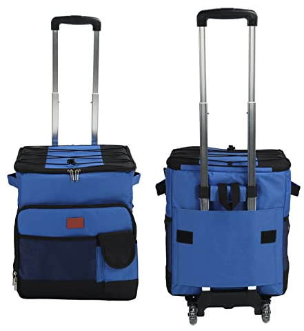 Socobeta Kühler mit Rädern, 35 L, Große Kapazität, Rollende Kühltasche, Oxford-Stoff, Aluminiumfolie, Wasserdicht, Auslaufsicher, Tragbare Rollende Kühltasche