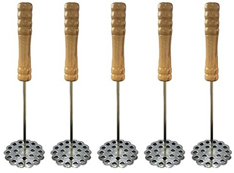 5PCS Presse-purée, Presse-purée Portable En Acier Inoxydable, Presse-purée Manuel Avec Manche En Bois, Outil De Cuisine, Presse-purée Pour Fruits, Légumes, Pommes De Terre, Pâtes, Viande, Aliments