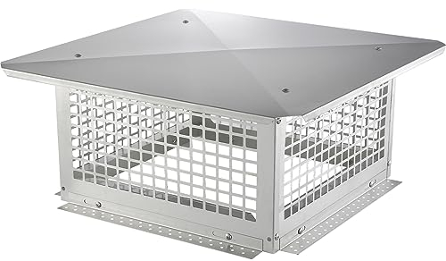 VEVOR Schornsteinabdeckung Edelstahl 304 Kaminhaube 582x582x245mm Kaminabdeckung Vogelschutz Regenhaube Schornsteinhaube 2 Installationsmethode Kaminhut kompatibel mit verschiedenen Schornsteintypen