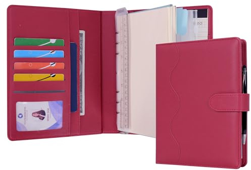 WASON A5 Carnets Journaux Cuir PU avec Papier Ligné Rechargeable, Classeur Portefeuille à Reliure Amovible Presse-papiers Bloc-notes et Stylo pour de Voyage d'Affaires d'École (Rouge)