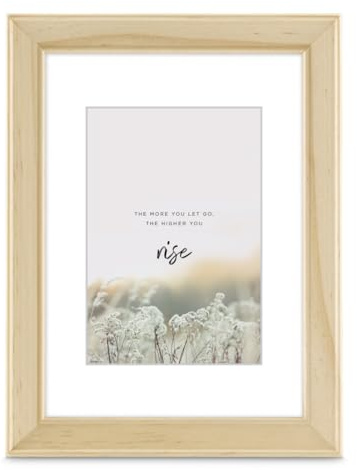 Hama Bilderrahmen Rise, 30x40cm (mit Passepartout Bildformat 20x28 cm, Holzrahmen, für Hochformat, für Querformat, zum Hängen, Reflex Glas) Natur