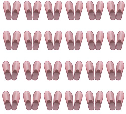 DaiWeier Lot de 24 paires de chaussons jetables unisexes à bout fermé antidérapants pour invités en vrac, pantoufles de spa, pantoufles pour la famille, les invités, les hôtels, la maison(Rose)
