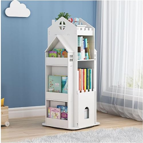 GaRcan Kreatives Bücherregal, niedliches drehbares Bücherregal, 360° Kinder-Bücherregal, Schlafzimmerregal, Bücherregal, Bodenschrank, Bücherregal mit Stauraum (A 41 x 41 x 95 cm)