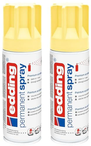 EDDING Lot de 2 Sprays 200ml Peinture Permanent 5200 Jaune Pastel Mat