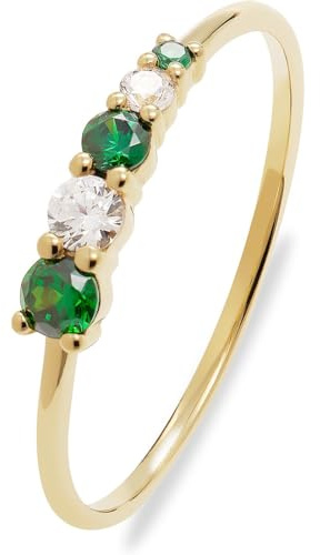 CHRIST Damen-Ring 925er Silber, recycelt Zirkonia 56, Gelbgold 32027219