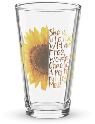 Girasole She is Life Itself Wild and FreeWonderfu Shaker bicchiere da pinta