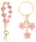 Nuluxi 2 Stück Blume Schlüsselanhänger, Boho Band Makramee Schlüsselband Kurz, Mädchen Geschenk für Frauen (Rosa)