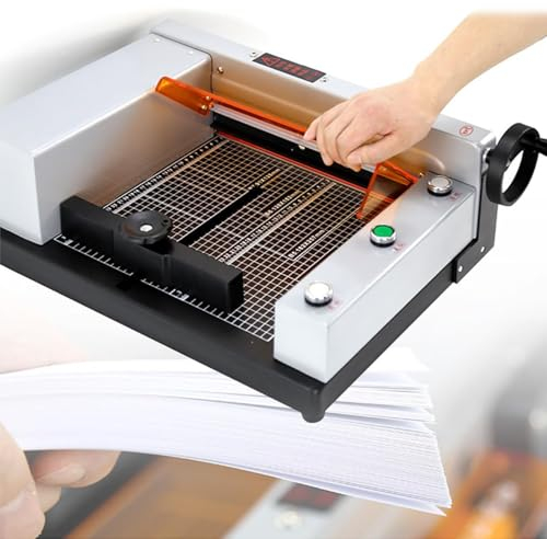 Hydravex Elektrischer Papierschneider, 330 mm Schnittbreite, elektrischer Papierschneider, 40 mm Schnittstärke, Papierschneidemaschine für den Schreibtisch, robuster industrieller Lederschneider