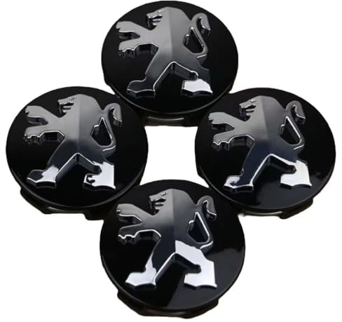 LFWCZS Car Hub Caps for Peugeot RCZ,Wheel Center Cover Hub Cap Sunscreen Waterproof Centre Badges Wheel Cap Kit with Auto Logo Styling Accessories,Black