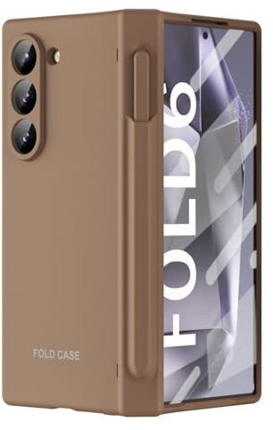 LUOTILAG Cover per Samsung Galaxy Z Fold 6, PC Antiurto Cover con Proteggi Schermo Protezione Dell'obiettivo Cerniera Custodia Anti-Impronte,Ottone