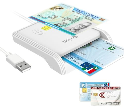 Recbot Lettore CIE 3.0, Lettore NFC Carta Identita Elettronica, Lettore Smart Card Firma Digitale, lettore cie 3.0 carta d identita e tessera sanitaria per pc compatibile con Windows 10 e Windows 11