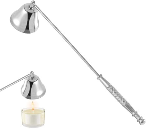Smomend Kerzenlöscher aus Edelstahl, Dochtlöscher aus Edelstahl mit langem Griff, Sicheres Design für Kerzen, Candle Extinguisher geeignet für Hause Küche(Silber)