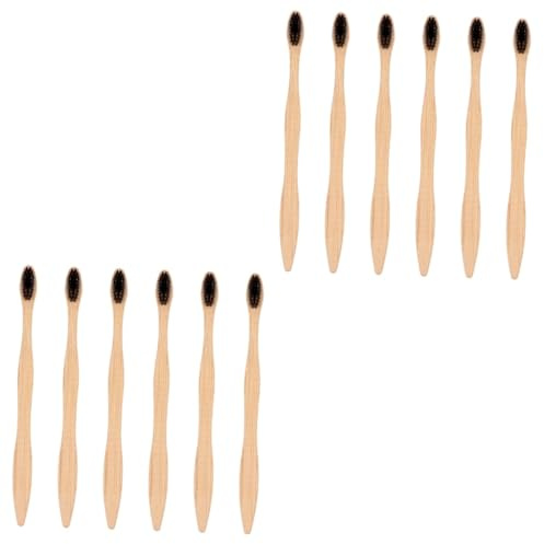 FRCOLOR 12pièces Brosse à Dents Naturel Poils Ergonomique Et Pour Nettoyage Dents Gencives