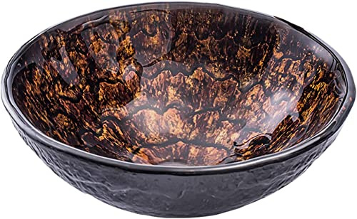 ASerZenith Ceramic Bathroom Sink Bathroom Sink With Tap Tempered Glass Vessel Basin Sink, Countertop Bathroom Washbasin Hand Painted Retro Basin, 420X420X145mm Lavatory Vanity Sink(Yellow-Washbasin)