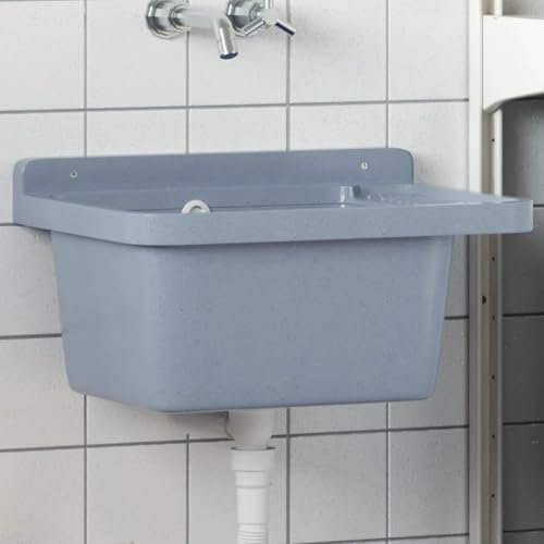 Gecheer Lavabo a Parete Grigio 50x35x24 cm in Resina,Lavandino,lavandini,Lavello,Lavelli,da Bagno,d'Appoggio,Lavandino da Bagno Appoggio,Lavandino d'Appoggio,P4002797
