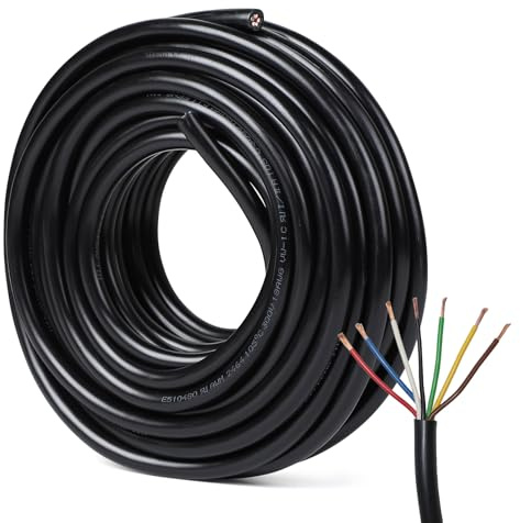 SWAWIS 10 m Trailer-kabel, 7 ledare, rund elektrisk kabel för släpvagn, 0,8 mm², flertrådskabel 7 stift för släpvagn husvagn LKW KFZ