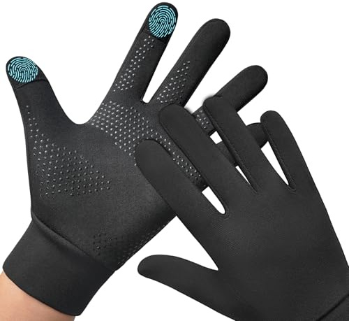 Rioomui Winter-Laufhandschuhe für Herren und Damen, kaltes Wetter, Thermo-Handschuhe, schwarz, Touchscreen, dünne Winterhandschuhe für Skifahren, Schnee, Radfahren, Fahren, Wandern, Tippen, Größe L
