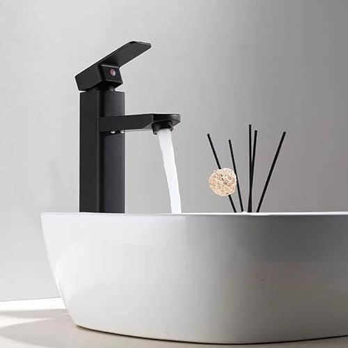 XWIHTR miscelatore bagno caldo e freddo in acciaio inox con cursore silenzioso in ceramica, monocomando, miscelatore a risparmio d'acqua per lavello per bagni, lavabi, piccole cucine, etc. (nero-h)