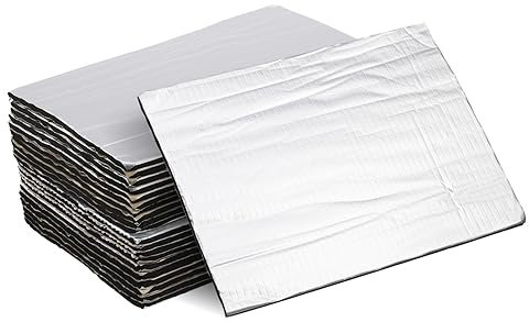 OUNONA Lot de 20 Tapis Isolants Auto-adhésifs en Fibre de Verre, Caoutchouc et Éponge, Isolation Phonique et Thermique pour Moteur et Échappement