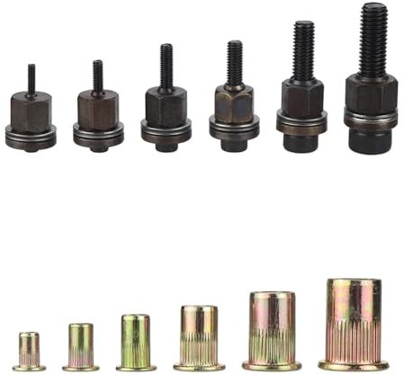 Genérico Juego de cabezales for tuercas remachables manuales Herramienta for tuercas remachables Herramienta remachadora manual Accesorio for tuercas M3 M4 M5 M6 M8 M10 M12(M10 with 20pcs)