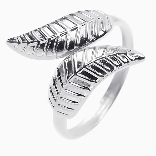 Dishowme Blatt Edelstahl Ringe Vintage Blatt Knöchel Ring Finger Gelenk Band Verstellbarer Schmuck für Männer Frauen Damen (Silber)