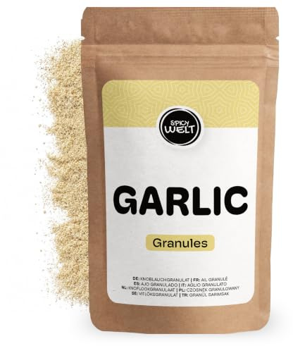 Spicy Welt Knoblauch Granuliert (250g) – Knoblauchgranulat für Marinaden, Dips, Grillen, Gemüse, Pasta und Mediterrane Rezepte | Würzig, Aromatisch und Vielseitig | 100% Naturrein, Ohne Zusätze