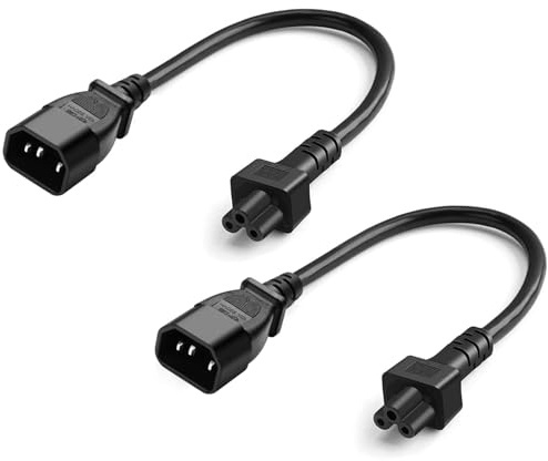 VISSQH 2 pezzi Cavo di prolunga Connettore di Adattatore alimentazione da IEC 320 C14 Maschio a C5 Femmina 3 spine 10A 125V per convertitore per laptop