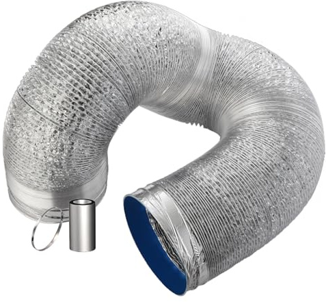 Aluminium Auspuffschlauch Klimaanlage Abluftschlauch Hält Hohen Temperaturen Stand Flexibel Lüftungsschlauch, für Mobile Klimageräte, Wäschetrockner, Lüftung, mit Schellen und Klebeband(2m,180mm)