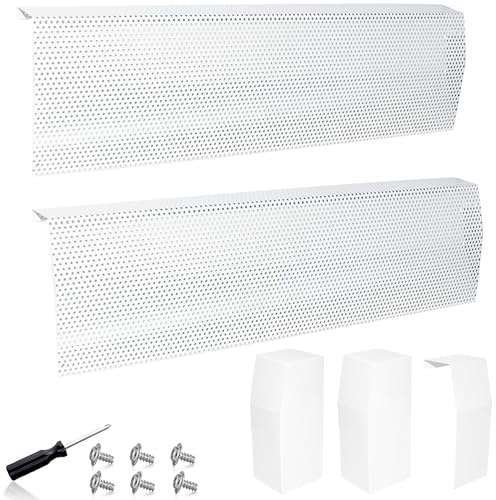 Baseboard Heater Cover, 2FT-4FT Retractable Galvanized Steel Easy Slip-On Baseboard Heater Cover, with Left and Right End Covers, Suitable for Bathroom and Hydronic Home Heating Systems