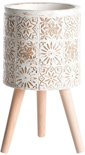 Beliani Maceta de Interior Exterior Efecto Envejecido Estilo Vintage Blanco Crema Karistos