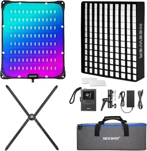 NEEWER FL100C Luz Video LED Flexible Mejorada con Airbag, Control App/2,4G/DMX, Kit Iluminación Softbox con Panel Plegable RGB 115W, 2500-10000K 14700lux CRI96+ para Foto Estudio Grabación Streaming