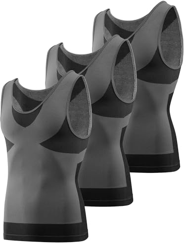MEETYOO Canotta a Compressione da Uomo,Camicia Compressione Asciugatura Maglietta Senza Maniche Modellante e Snellente Body Shaper Tee Shirt Runnig Sportiva Fitness