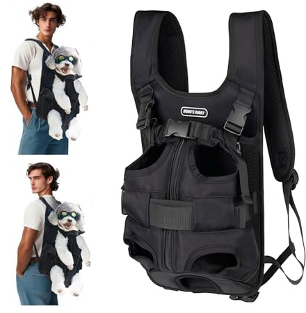 Mochila para Mascotas, Mochila Ajustable para, Mochila Transpirable para Gatos, para Perros Pequeños y Medianos, Gatos y Cachorros (Negro, Medium)