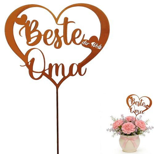 Ljevandria Oma Geschenk Rost Herz Gartenstecker Muttertagsgeschenke Oma Beste Oma der Welt Muttertag Geburtstag Garten Geschenk Rostige Metall Gartendeko Grabschmuck Wetterfest