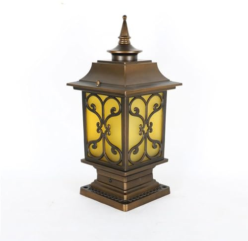 Lampada a Colonna da Giardino The Villa Courtyard, Lampada da palo per Esterni Impermeabile IP65, lampade a Colonna in Bronzo Europeo, luci da Parete per Prato e Paesaggio, Corpo Lampada in