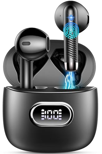 Cuffie Bluetooth 5.4 2026 Nuovo, Auricolari Wireless con Riduzione del Rumore ENC 4 Microfoni, 49 Ore di Riproduzione Display LED, IPX7 Impermeabili Sport, Accoppiamento Automatico Touch Control