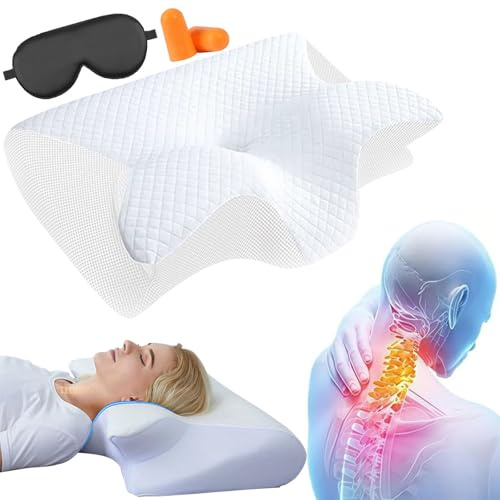 Générique Oreiller Ergo apnée du Sommeil, Oreiller Anti Coussin Apnée du Sommeil, Ergonomique Mousse à Mémoire de Forme Oreillers Apnée Positionnelle (Blanc)