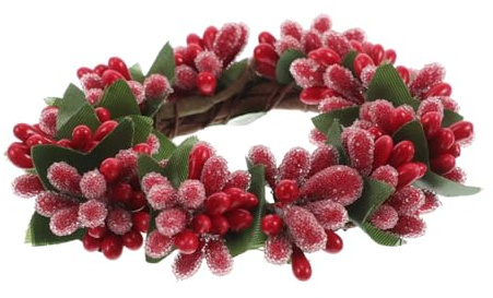 EPIGEIST Weihnachtskerzenkranz Rot Mit KüNstlichen Beeren Und Tannennadeln Kleiner Kerzenhalter Kranz FüR Stumpenkerzen Festliche Tischdekoration Zu Weihnachten Und Neujahr