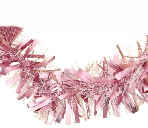 Vayliro 2 Stück Weihnachtsgirlande Lametta 9cm x 2m Bunte Glitzer Girlande Weihnachten Weihnachtsbaum Lametta Girlande Tinsel Garland Weihnachtsdeko Baumschmuck Christbaumschmuck,Rosa B
