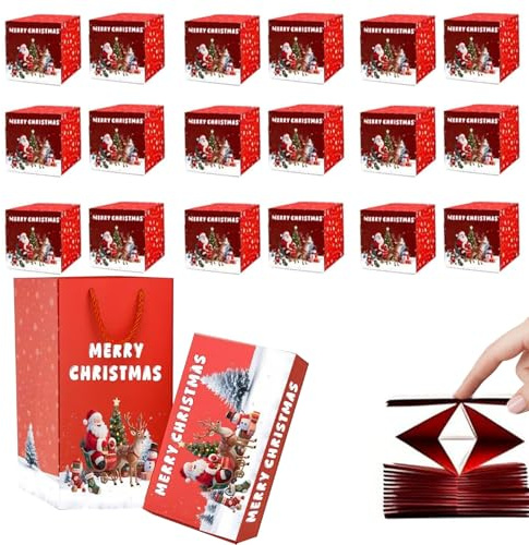 Surprise Gift Box Explosion for Money, Merry Christmas Folding Bouncing Gift Boxes, Pop-Up Money Explosion Gift Box for Birthday, Anniversary, Valentine, Proposal (Red, 18 count (Pack of 1))