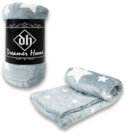 DH DREAMER HOME Manta Polar de Microlina Dibujo Estampada 220 x 240 cm - Cobija Suave Ligera Cálida Lavable a Máquina para Sofá, Cama o Viaje (Estrella)