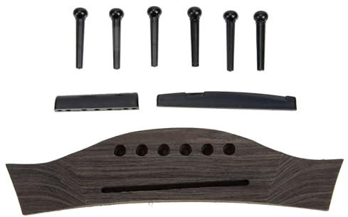 TOPBATHY Gitarren Steg Sattel und Pins Verstellbar zur Saitenfixierung Reparaturzubehör für Akustikgitarren Stabile Befestigung Ersatzteile für Verbesserte Klangqualität