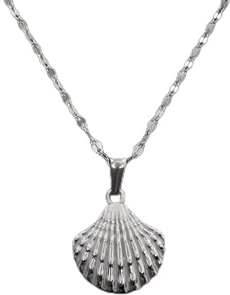 ZerZiv Muschelkette aus Edelstahl Silber