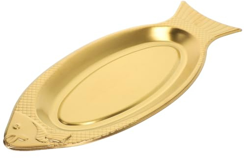 BESPORTBLE Plat de Service Poisson INOX Résistant Chaleur Plateau Multifonction pour Fruits de Mer et Snacks Design Poisson Original pour Fêtes et Banquets