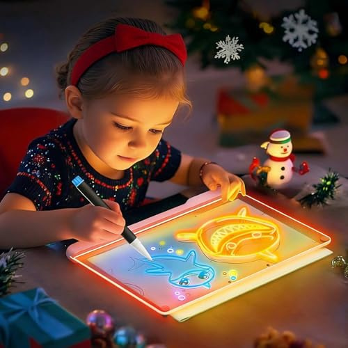 Led Note Board for Girls Boys – Rechargeable Light-Up Drawing Pad with 7 RGB Colors, 3 Dynamic Modes, Adjustable Brightness, Idea Gift for Creative Play, Educational Fun & Room Décor, 12 Markers