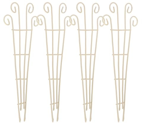 ANDRESLAD Lot de 4 Mini Treillis en Métal pour Plantes Grimpantes en Pot, Support Compact Beige pour Orchidées et Bonsaïs, Cadre de Plante Décoratif pour Jardinage Intérieur et Extérieur