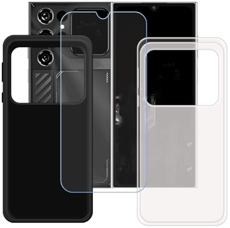 BMPNLSZ Funda (6,88) Screen Protector, Negro + Translúcido Suave Silicona TPU Canica Carcasa Caso Case + Cristal Templado Film Vidrio