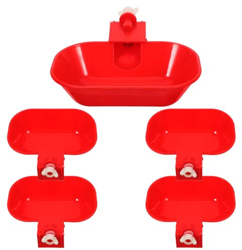 ibasenice 5er-Set Hühnertränken – Automatische Geflügeltränken – Auslaufsicherer DIY-Wasserspender mit Schwerkraftventil für Enten, Gänse, Puten, Küken und Kaninchen (15 x 14,5 x 4 cm)