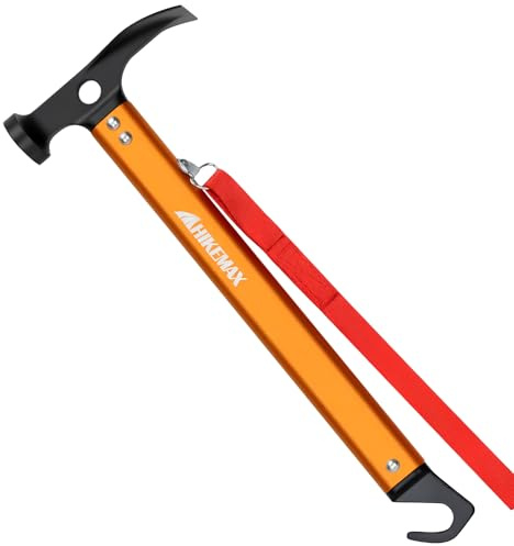 Hikemax léger Camping Marteau Marteau de tente en aluminium avec piquet de tente Remover, 368,5 gram, Orange