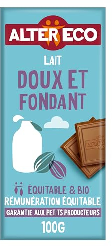 ALTER ECO - Chocolat Lait Doux et Fondant - Sans additifs - Bio & Équitable - Origine Pérou - 100 g (L'emballage peut varier)